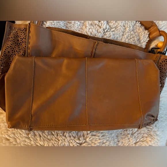 The Sak Lt Brown Moroccan Trim Los Feliz Leather Purse Large Hobo Tote Bag - Picture 3 of 7